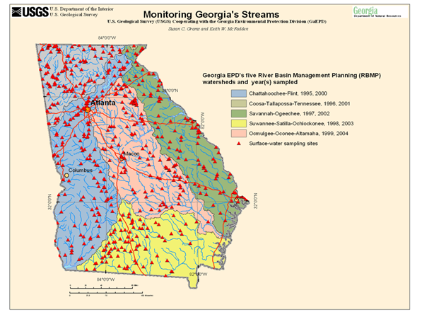 map of georgia surface water sampling locations