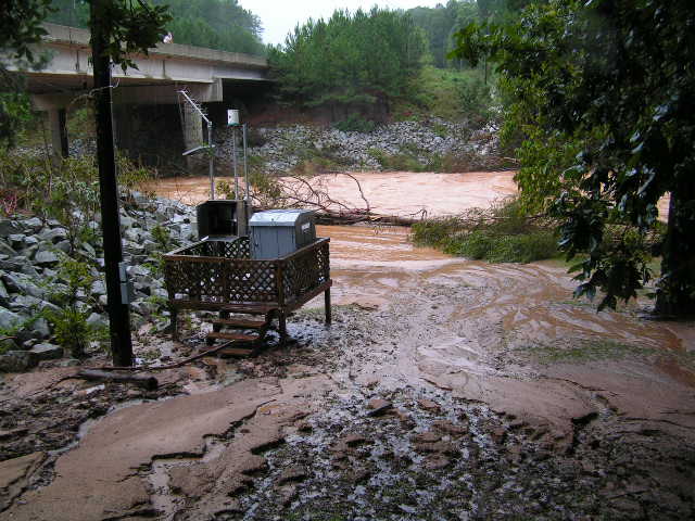 The USGS water-monitoring site at Dog River at Ga 5, near Fariplay.